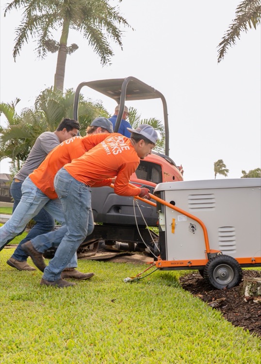 Home Works Now crew installing a Generac generator