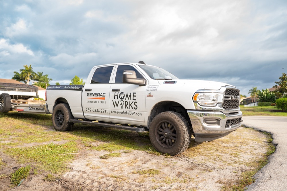 Home Works Now branded truck — Generac Authorized Dealer